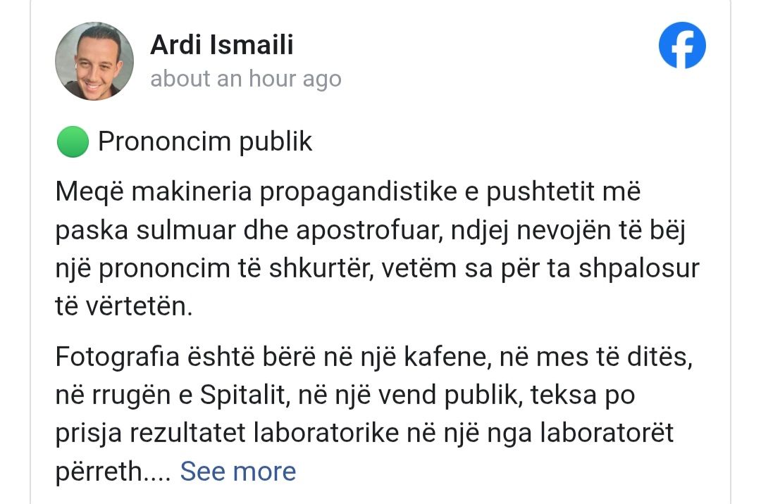 Ardi Ismaili ju përgjigjet FAKE NEWS   Nga një kafe e rastësishme deri te fabrikimi politik 