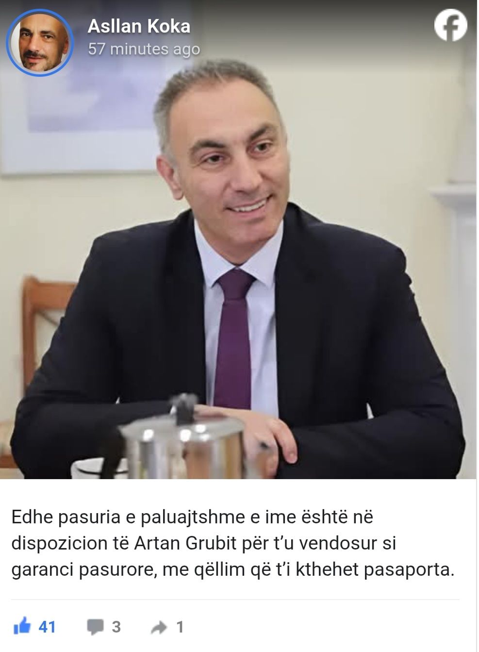 Tetovari Asllan Koka e jep shtëpinë si garancion për Artan Grubin 